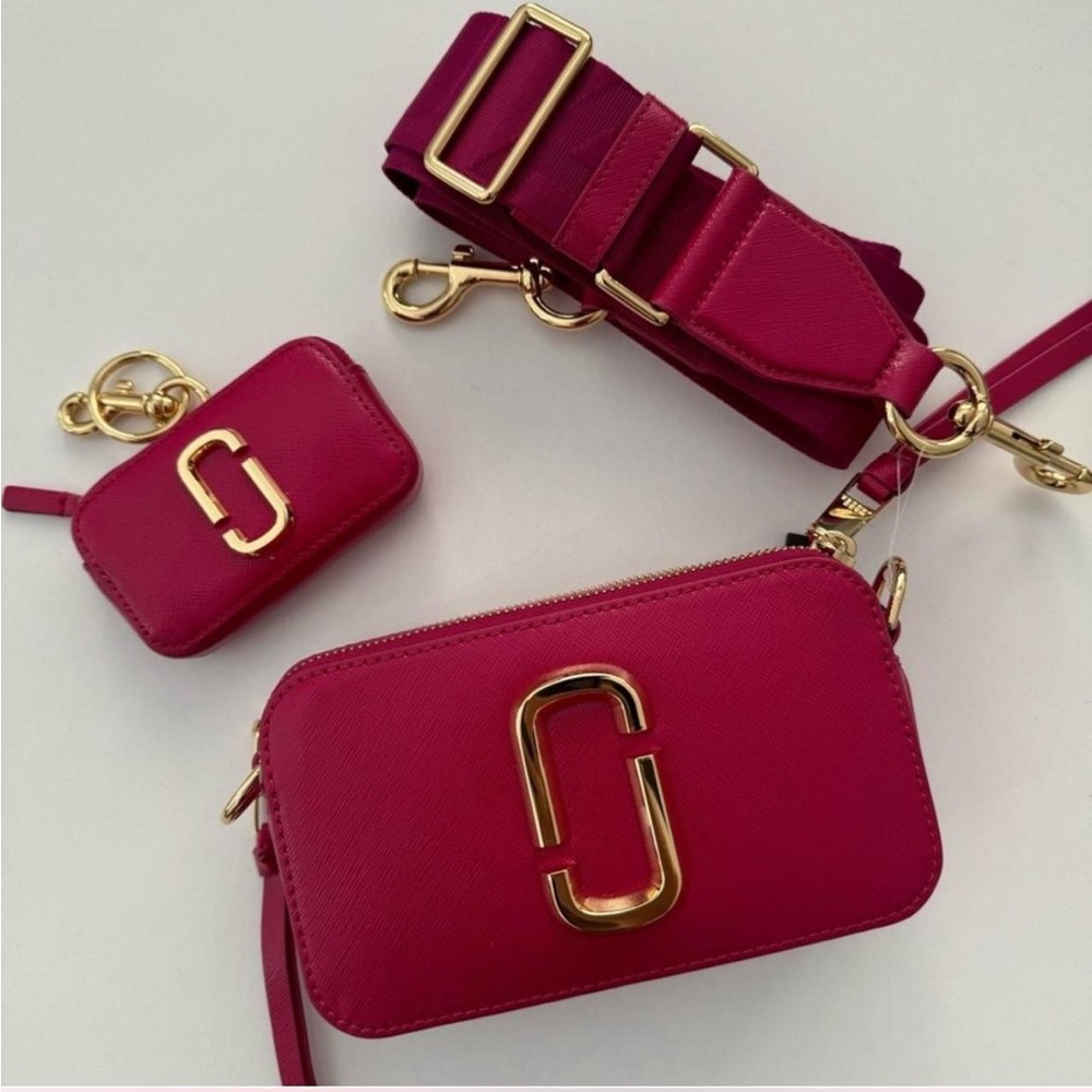 NEW Marc Jacobs Lipstick Pink Utility Snapshot Camera Crossbody Bag Purse - Picture 7 of 11